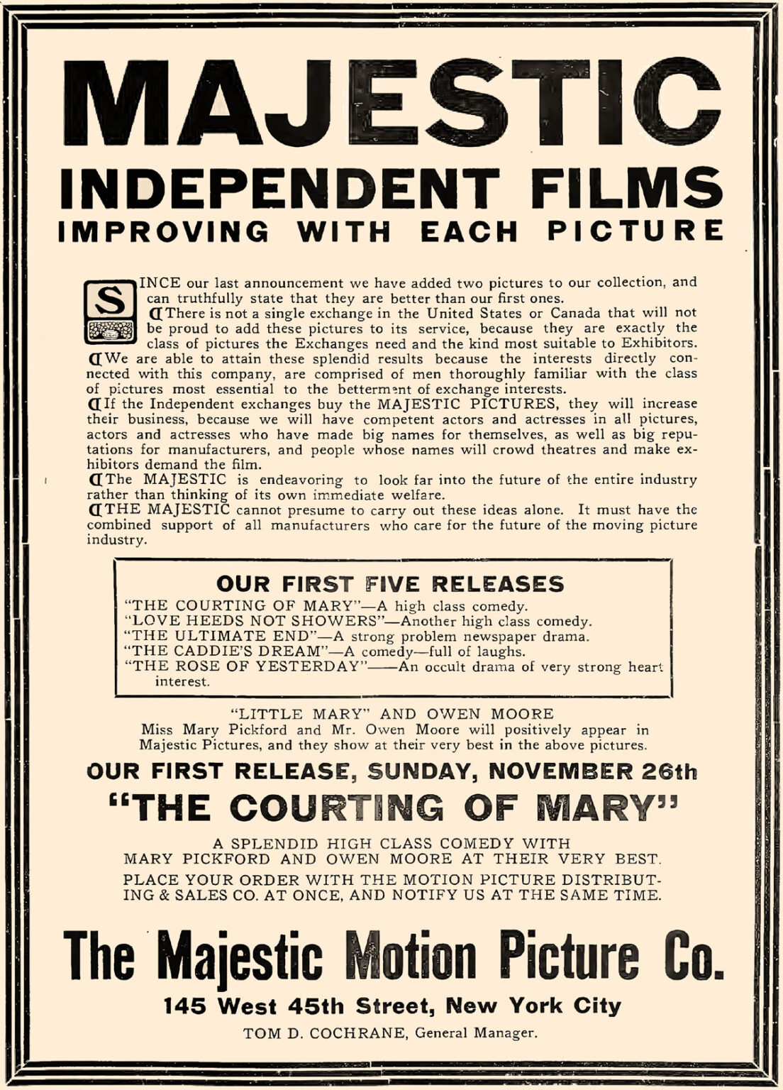 Majestic Motion Picture Company’s Iconic 1911 Poster